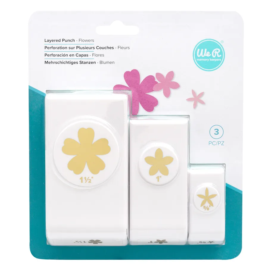 Wr – Flower 3 pzs – Nesting – Punch Board – Perforadora Flor